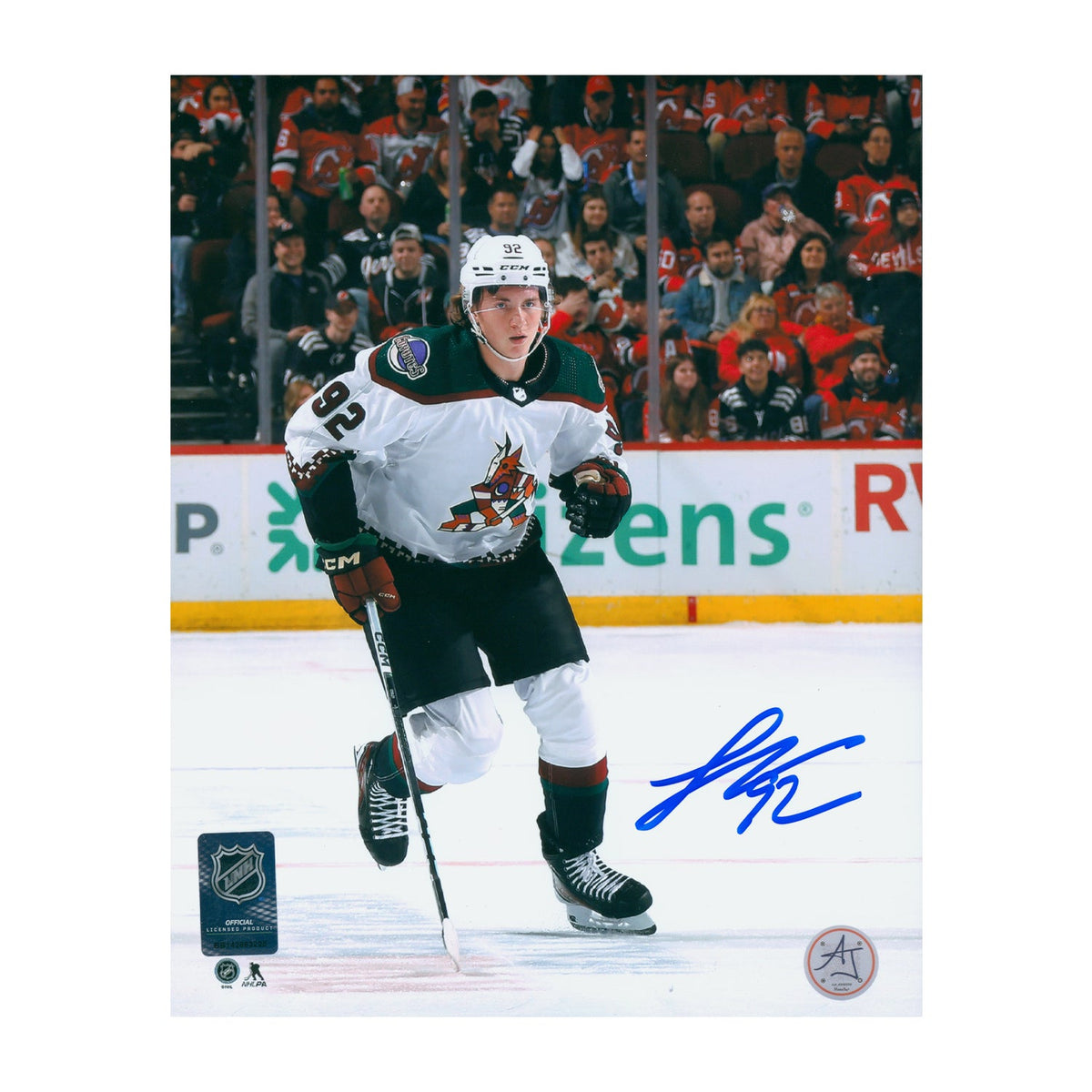 Logan Cooley Signed Arizona Coyotes 1st Game 8x10 Photo product image 1, provided for visual reference and product detail