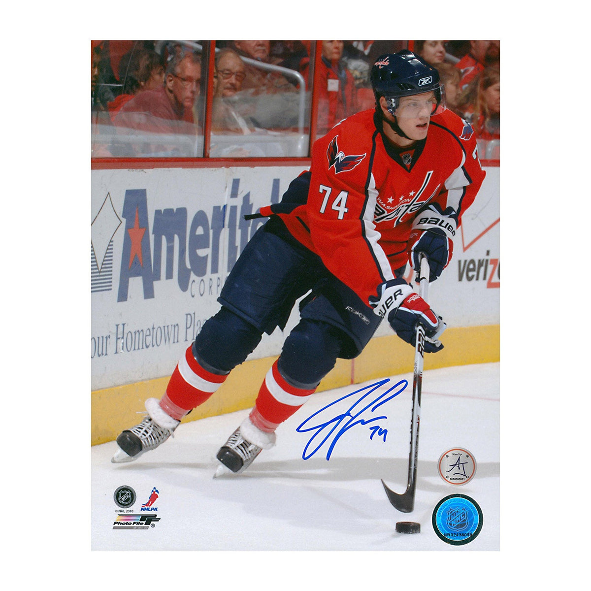 John Carlson Autographed Washington Capitals Puck Rush 8x10 Photo product image 1, provided for visual reference and product