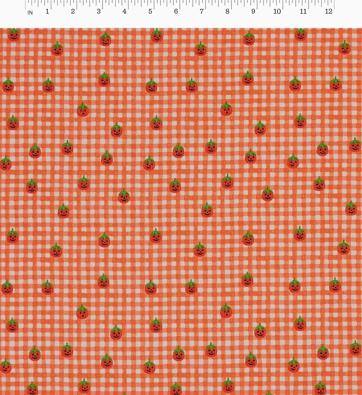 Pumpkin Gingham Cotton Fabric - Orange