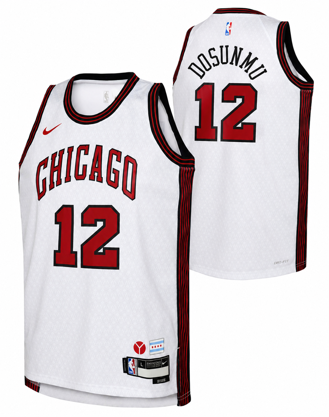 Nike 2022-23 City Edition Chicago Bulls Ayo Dosunmu #12 White Dri-FIT Swingman Jersey product image 1, provided for visual