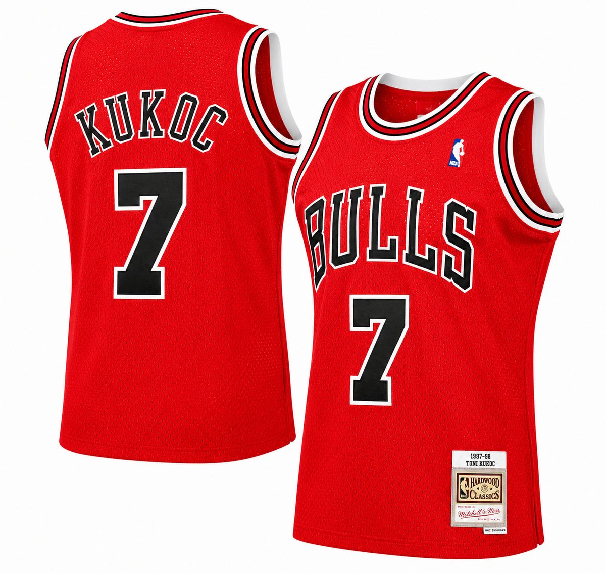 Mens Chicago Bulls Toni Kukoc Mitchell & Ness Red 1997-98 Hardwood Classics Swingman Jersey product image 1, provided for