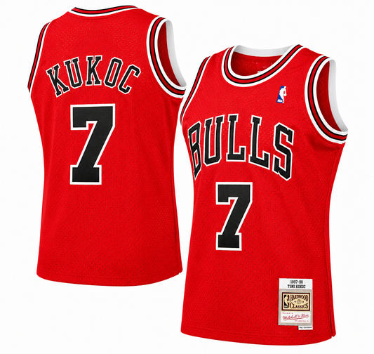 Mens Chicago Bulls Toni Kukoc Mitchell & Ness Red 1997-98 Hardwood Classics Swingman Jersey product image 1, provided for