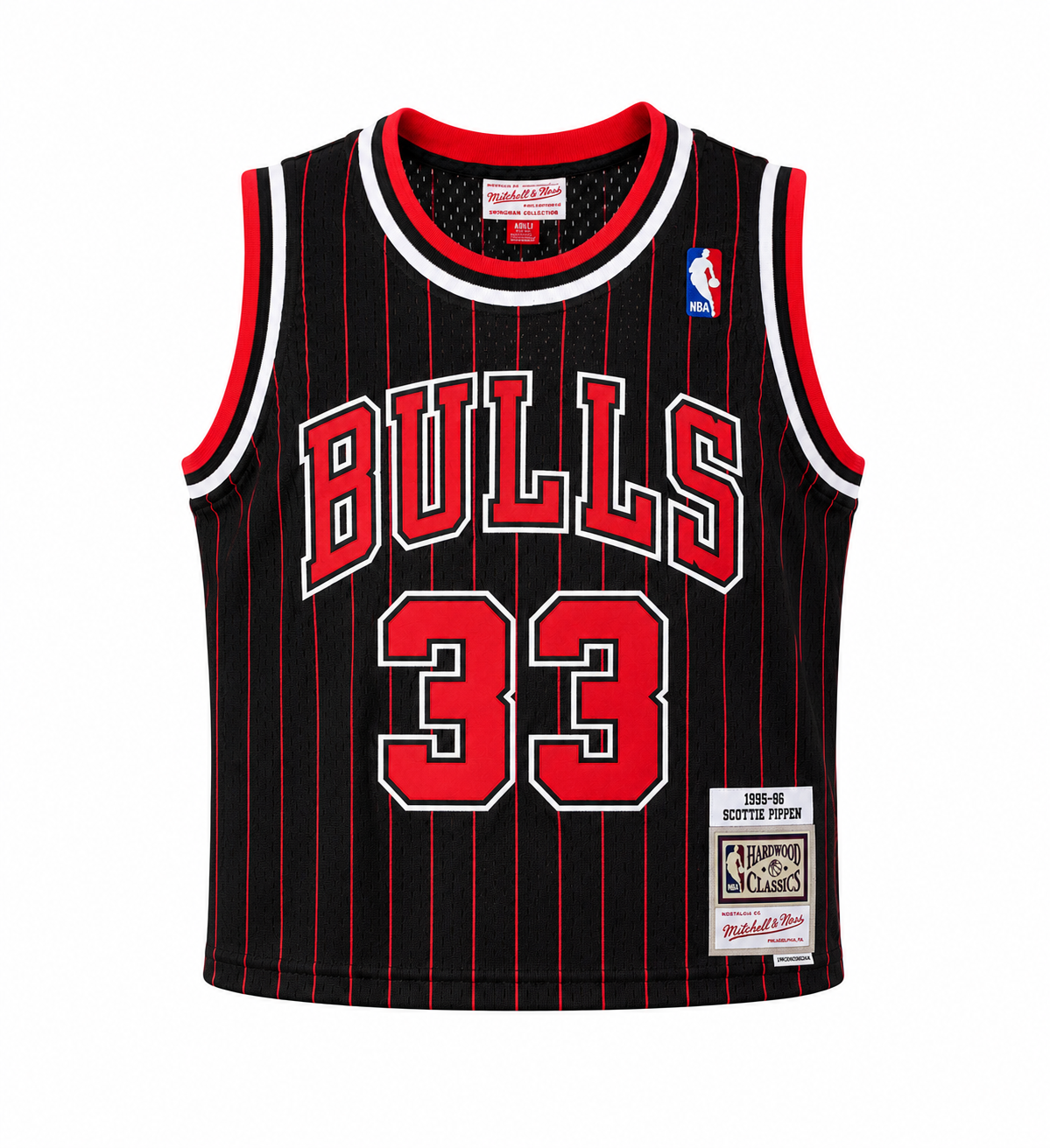Chicago Bulls Scottie Pippen Mitchell & Ness Black 1995-96 Hardwood Classics Swingman Jersey product image 3, provided for