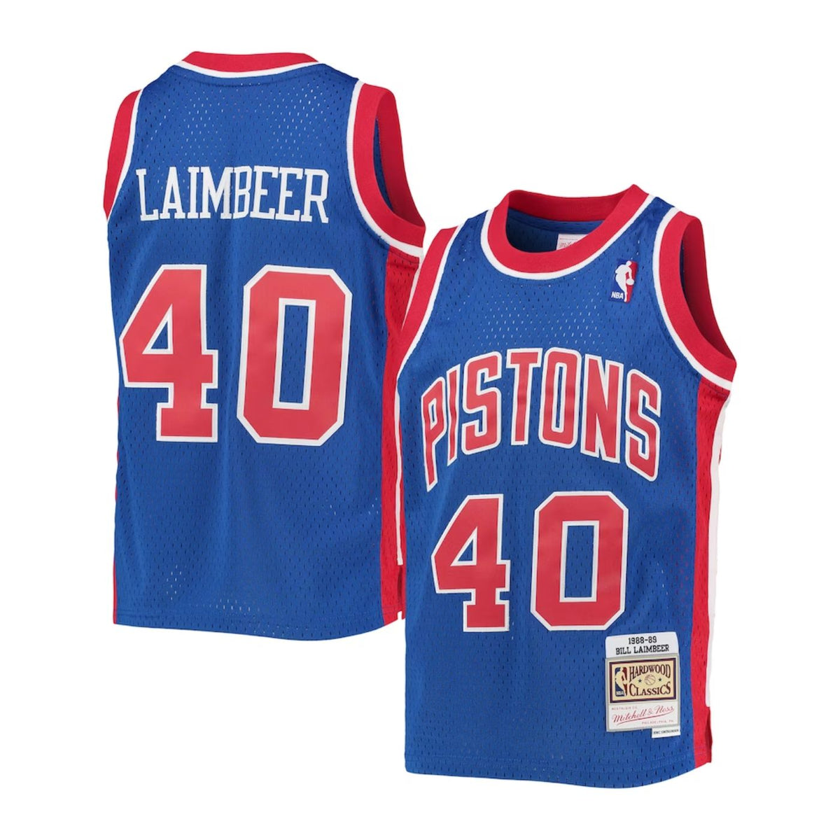Detroit Pistons Bill Laimbeer 1988-89 Mitchell & Ness Blue Basketball Jersey product image 1, provided for visual reference