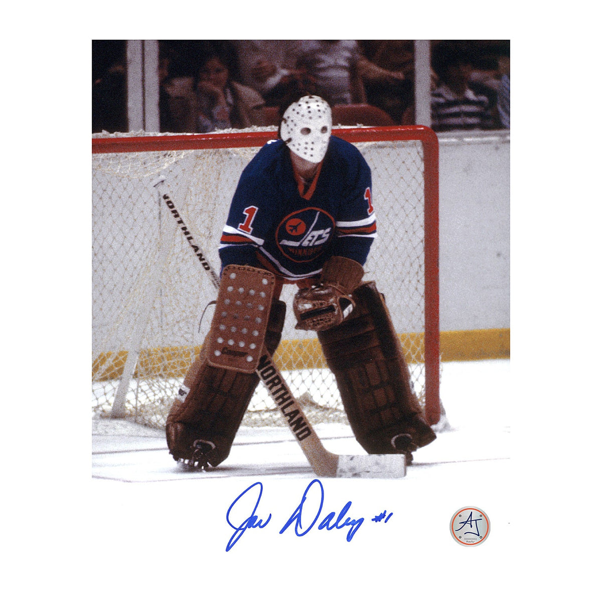 Joe Daley Winnipeg Jets Autographed Classic WHA Goalie 8x10 Photo product image 1, provided for visual reference and product
