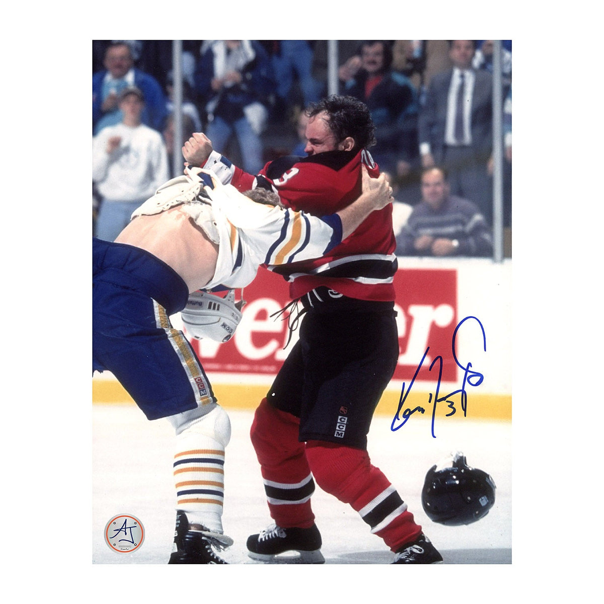 Ken Daneyko Autographed New Jersey Devils Fight Combat 8x10 product image 1, provided for visual reference and product