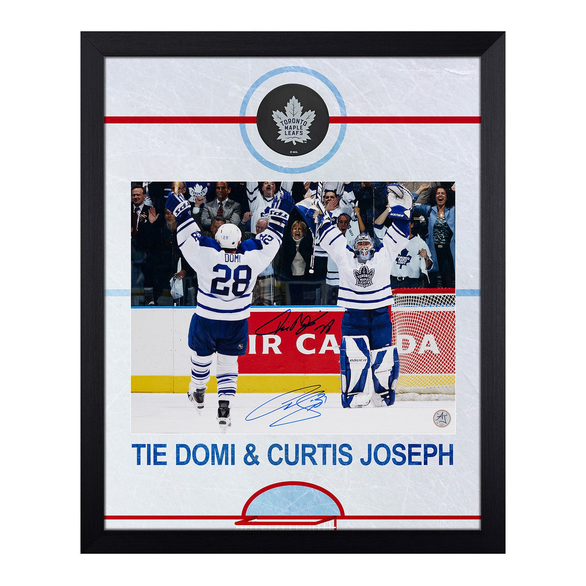 Curtis Joseph & Tie Domi Dual Signed Maple Leafs Graphic Rink 19x23 Frame product image 1, provided for visual reference and