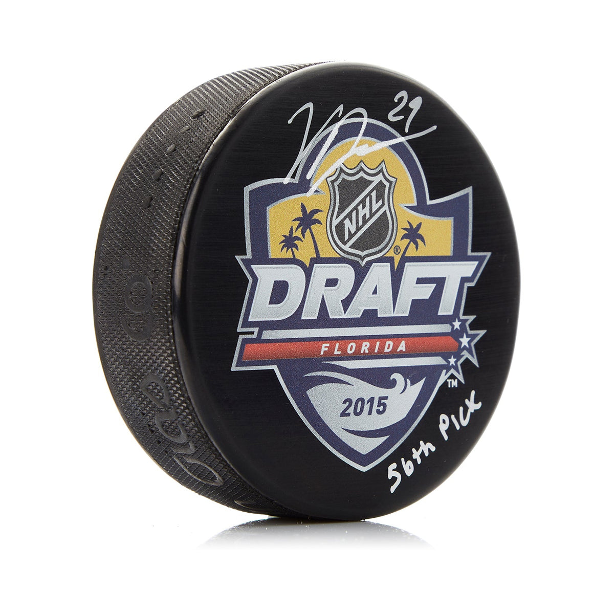 Vince Dunn Signed 2015 NHL Entry Draft Puck with 56th Pick Note product image 1, provided for visual reference and product
