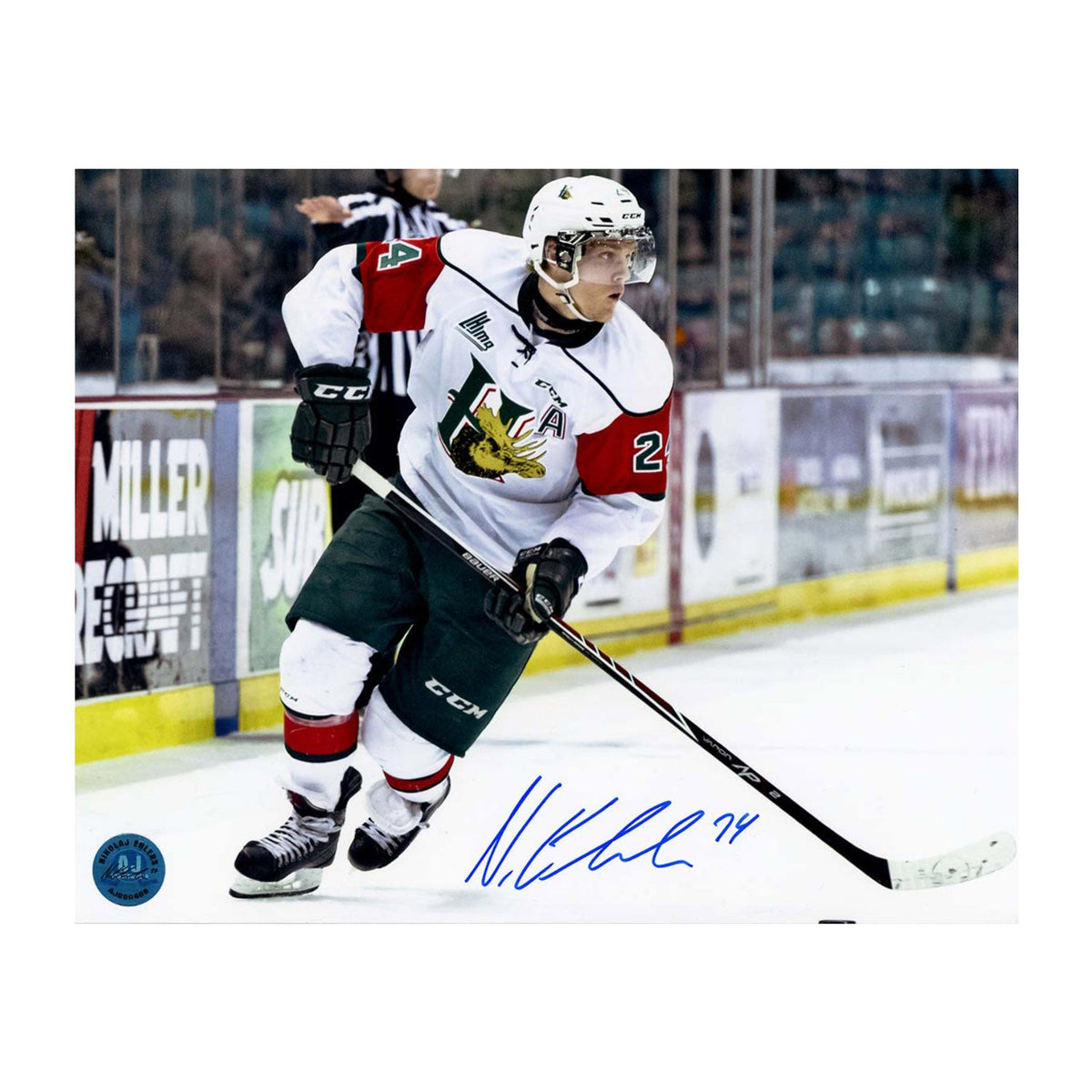 Nikolaj Ehlers Autographed Halifax Mooseheads CHL Hockey 8x10 Photo product image 1, provided for visual reference and