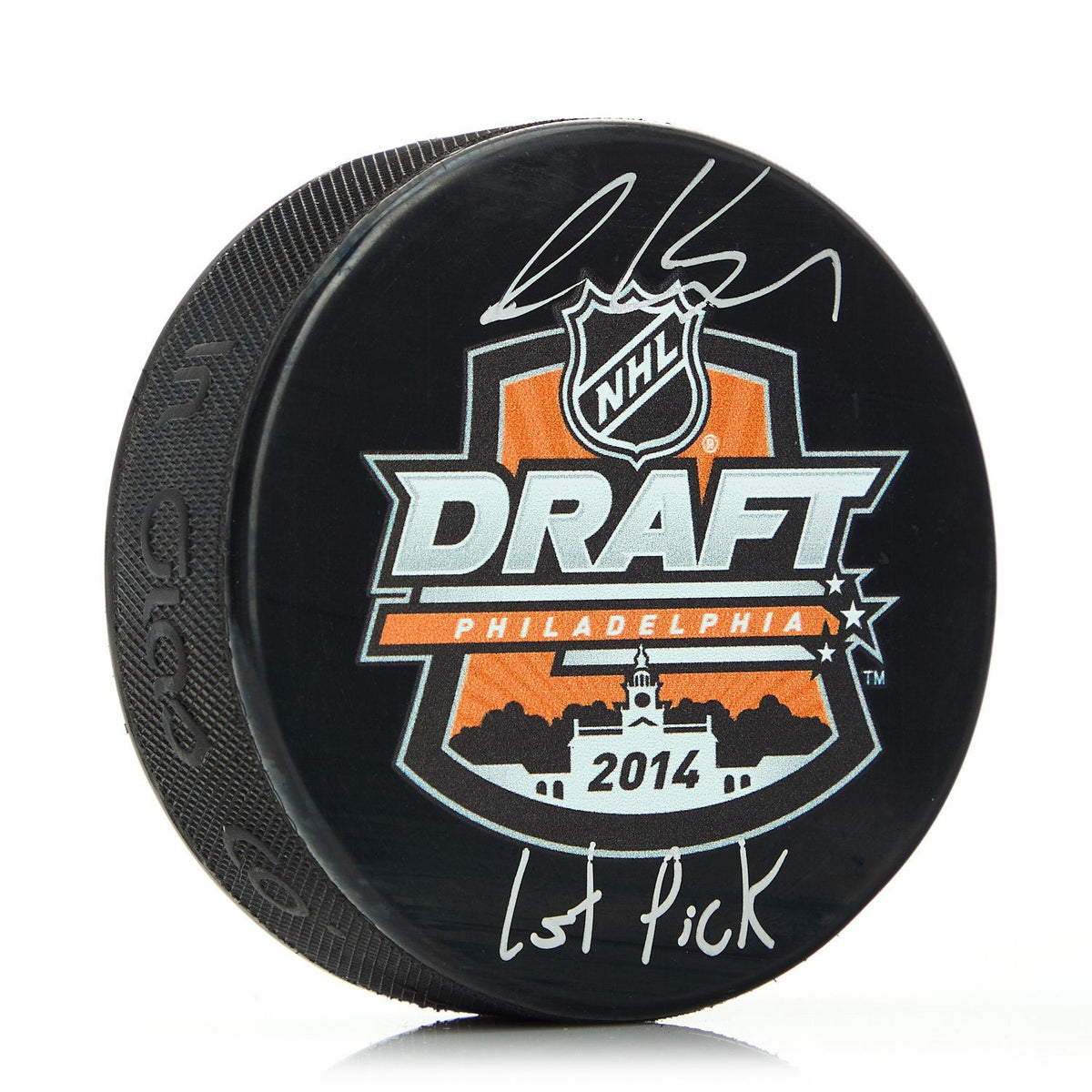 Aaron Ekblad Signed 2014 NHL Entry Draft Puck with 1st Pick Note product image 1, provided for visual reference and product
