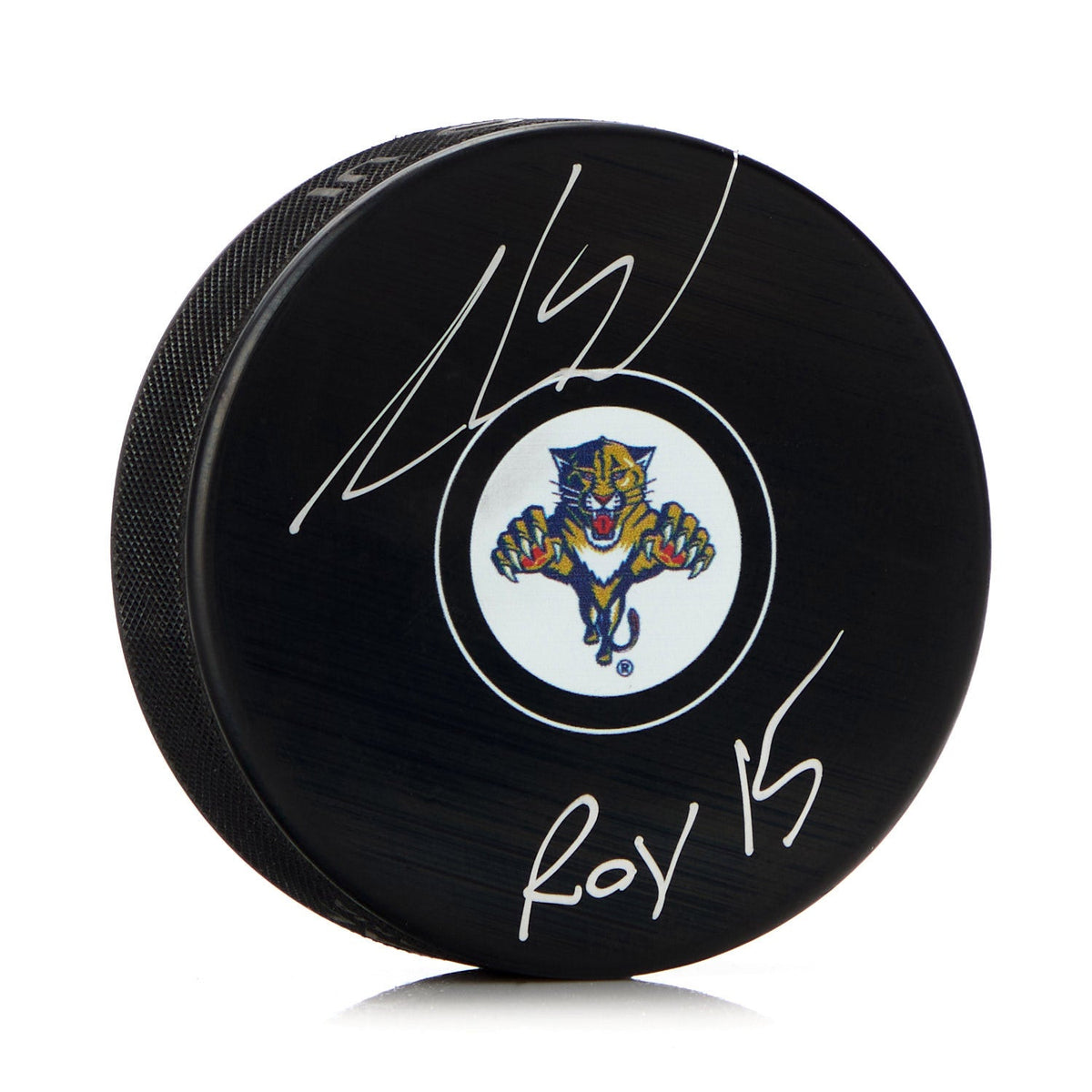 Aaron Ekblad Florida Panthers Signed & Inscribed ROY 15 Puck product image 1, provided for visual reference and product