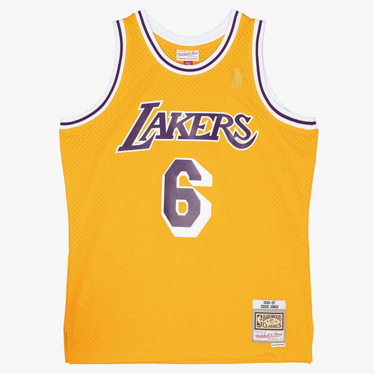 Eddie Jones Gold Los Angeles Lakers 1996-97 Hardwood Classics Jersey Stitched product image 1, provided for visual reference