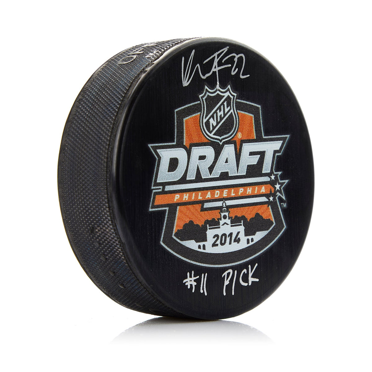 Kevin Fiala Signed 2014 NHL Entry Draft Puck with 11th Pick Note product image 1, provided for visual reference and product