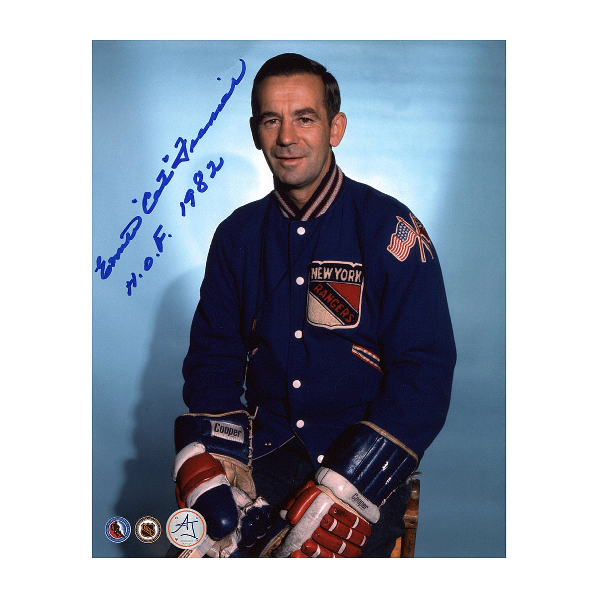 Emile Francis Autographed New York Rangers Portrait 8x10 Photo product image 1, provided for visual reference and product