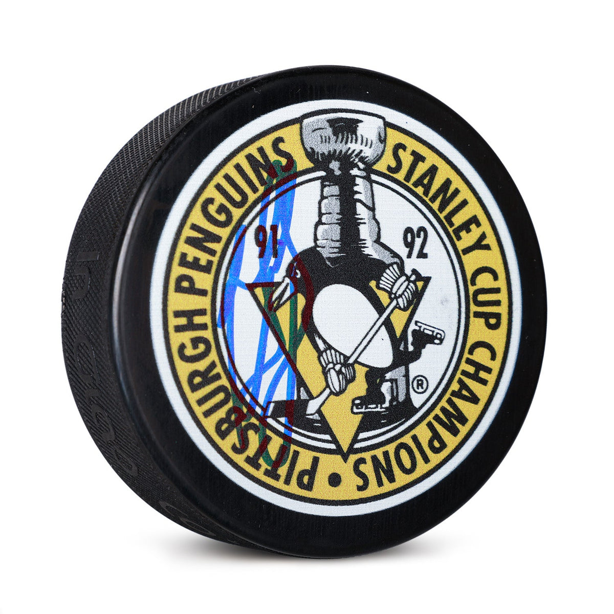 Ron Francis Signed Pittsburgh Penguins 91-92 Stanley Cup Puck product image 1, provided for visual reference and product