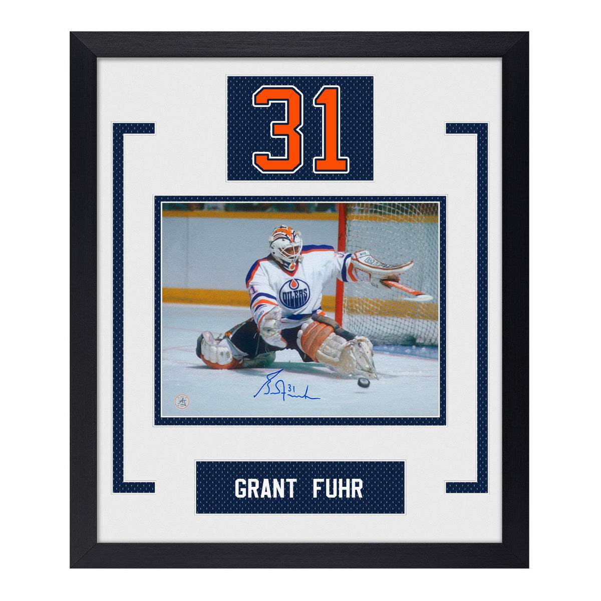 Grant Fuhr Signed Edmonton Oilers Authentic Number 23x27 Frame product image 1, provided for visual reference and product