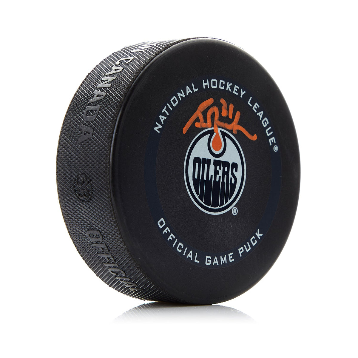 Grant Fuhr Signed Edmonton Oilers Official Game Puck product image 1, provided for visual reference and product detail review