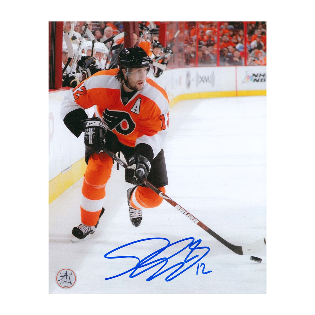 Simon Gagne Autographed Philadelphia Flyers Game Action 8x10 Photo product image 1, provided for visual reference and