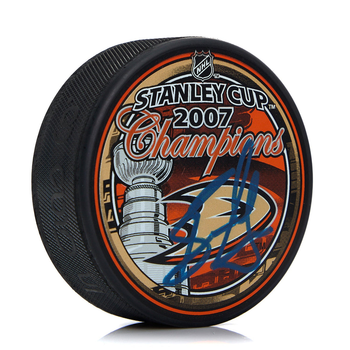 Ryan Getzlaf Anaheim Ducks Autographed 2007 Stanley Cup Puck product image 1, provided for visual reference and product
