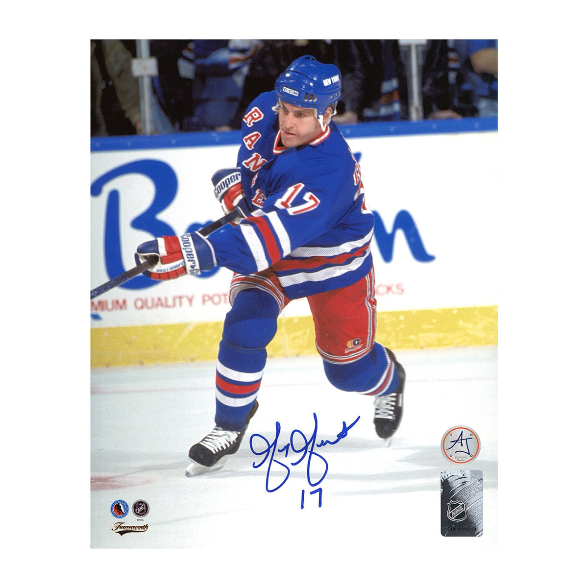 Greg Gilbert Autographed New York Rangers Shooting 8x10 Photo product image 1, provided for visual reference and product