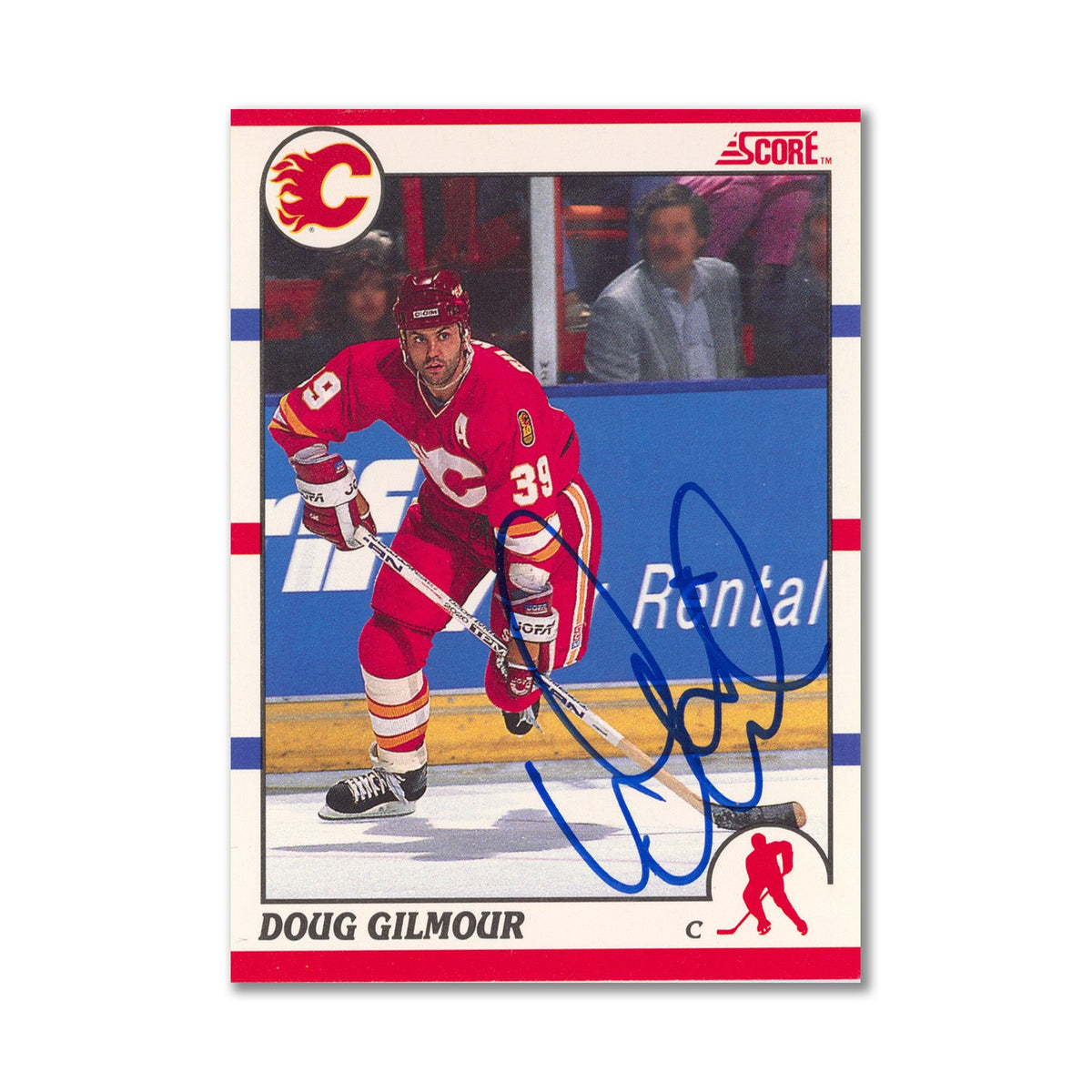 Autographed 1990-91 Score #155 Doug Gilmour Base Card product image 1, provided for visual reference and product detail