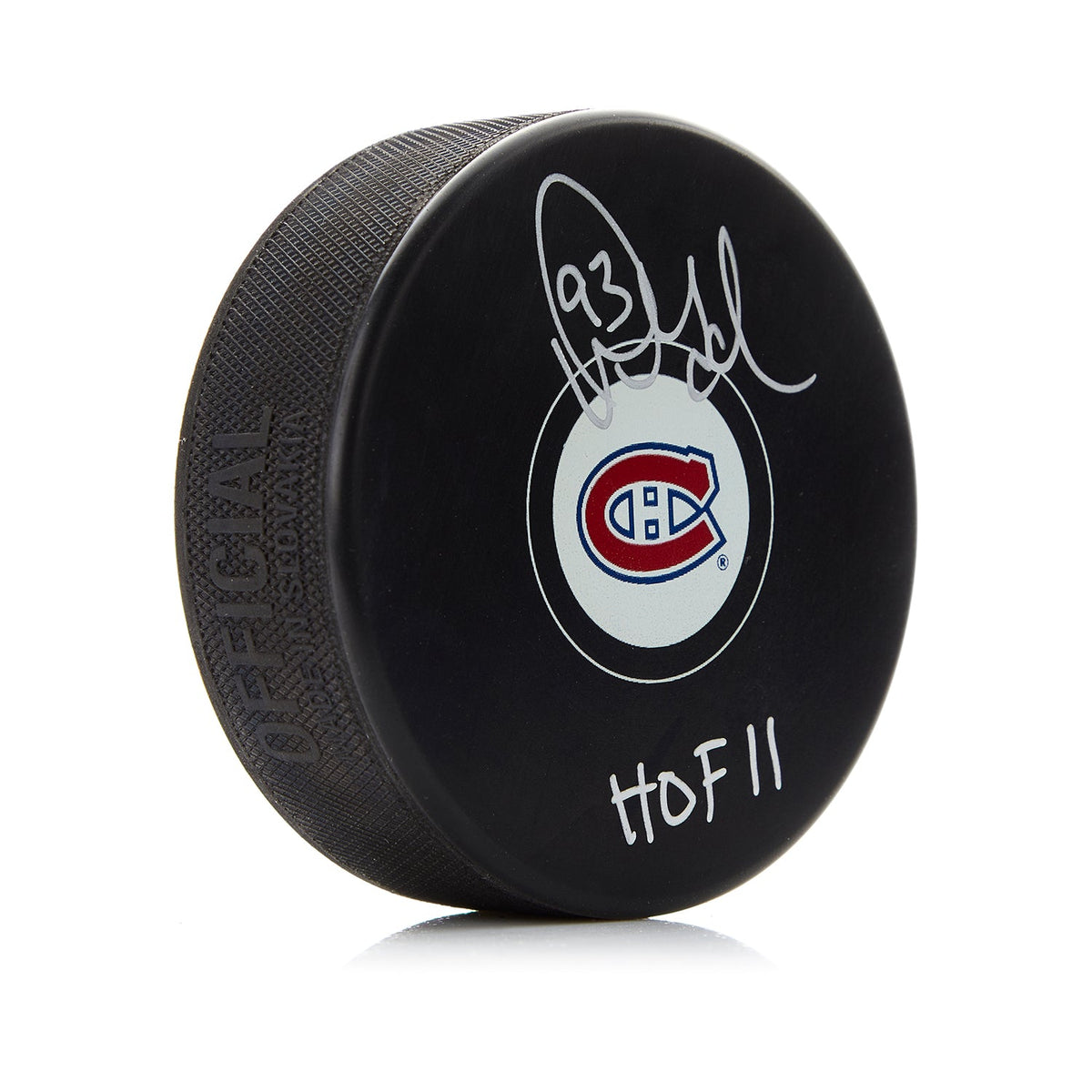Doug Gilmour Signed Montreal Canadiens Hockey Puck with HOF Note product image 1, provided for visual reference and product