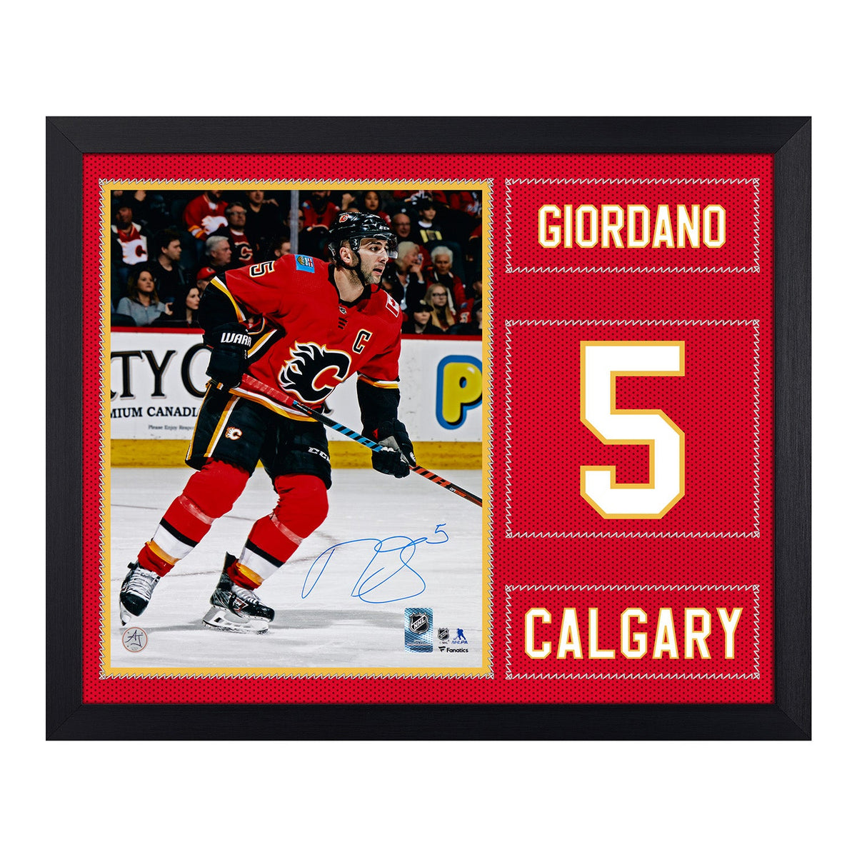 Mark Giordano Signed Calgary Flames Uniform Graphic 19x23 Frame product image 1, provided for visual reference and product