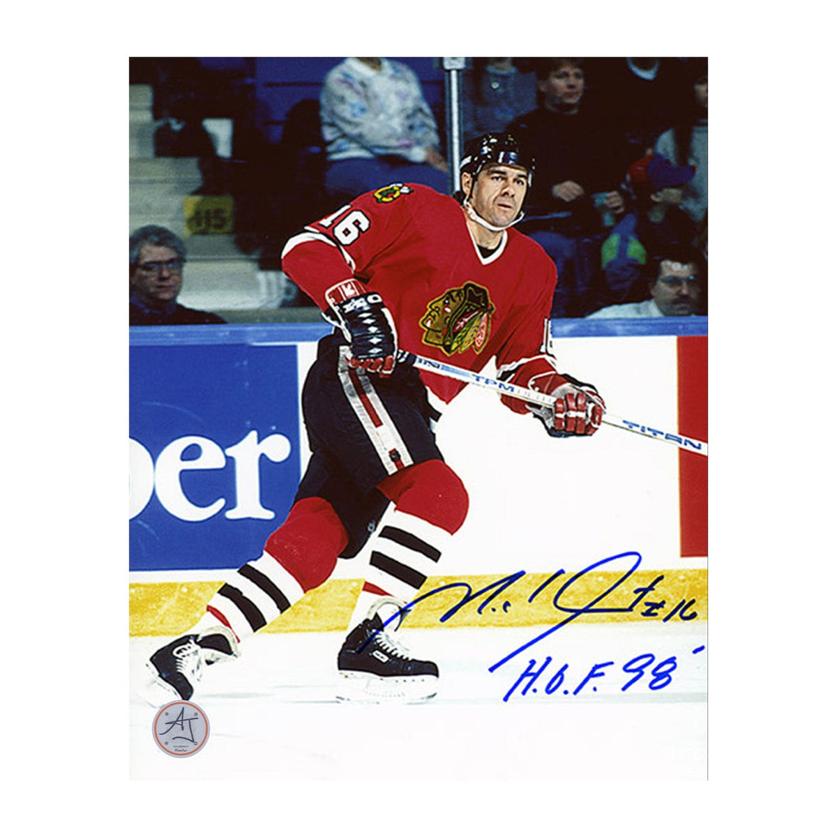Michel Goulet Autographed Chicago Blackhawks Skating 8x10 Photo product image 1, provided for visual reference and product