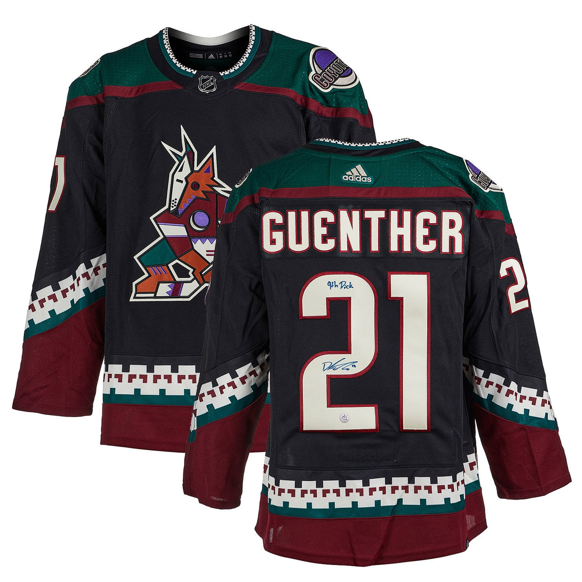 Dylan Guenther Arizona Coyotes Signed Draft Day adidas Jersey with 9th Pick Note product image 3, provided for visual