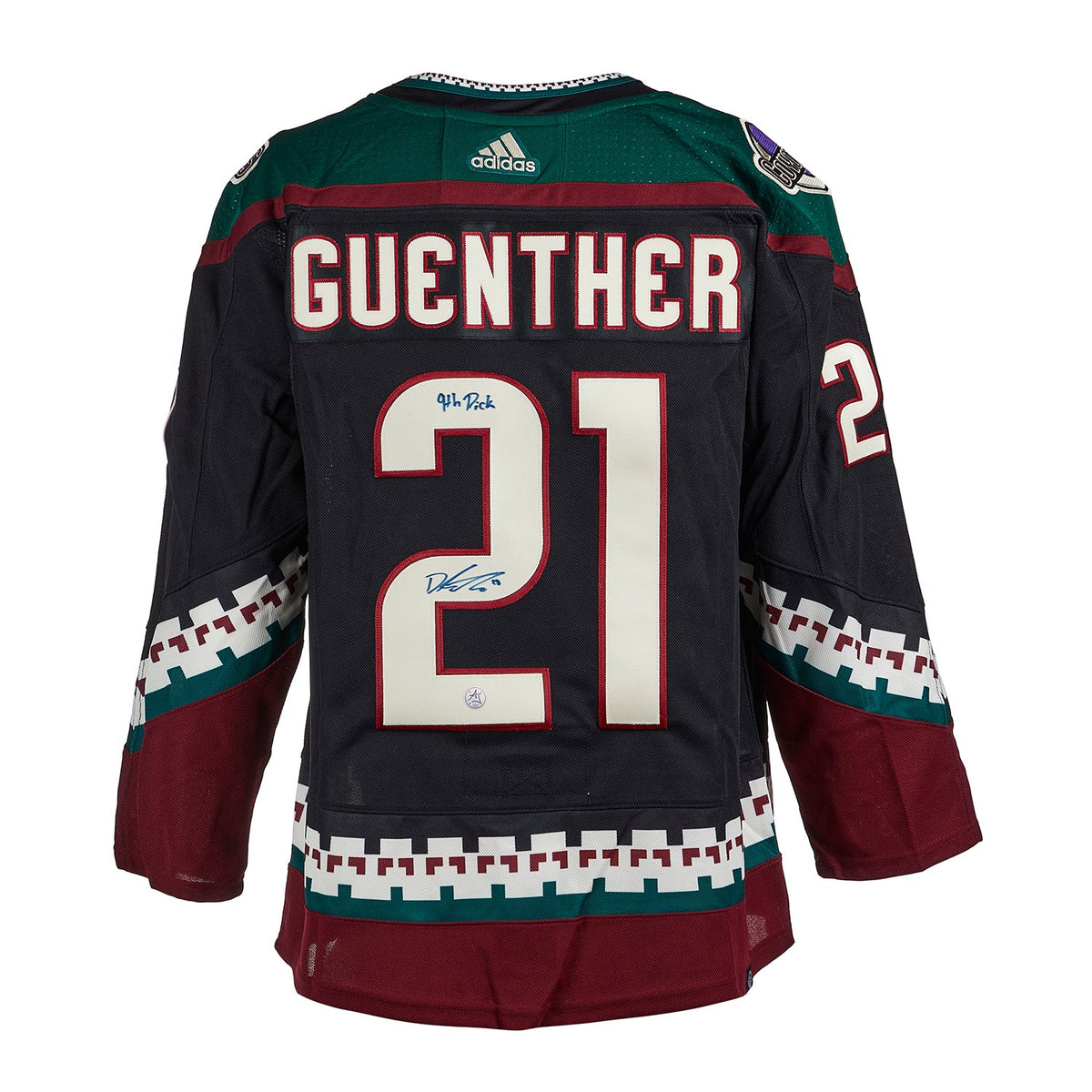 Dylan Guenther Arizona Coyotes Signed Draft Day adidas Jersey with 9th Pick Note product image 1, provided for visual