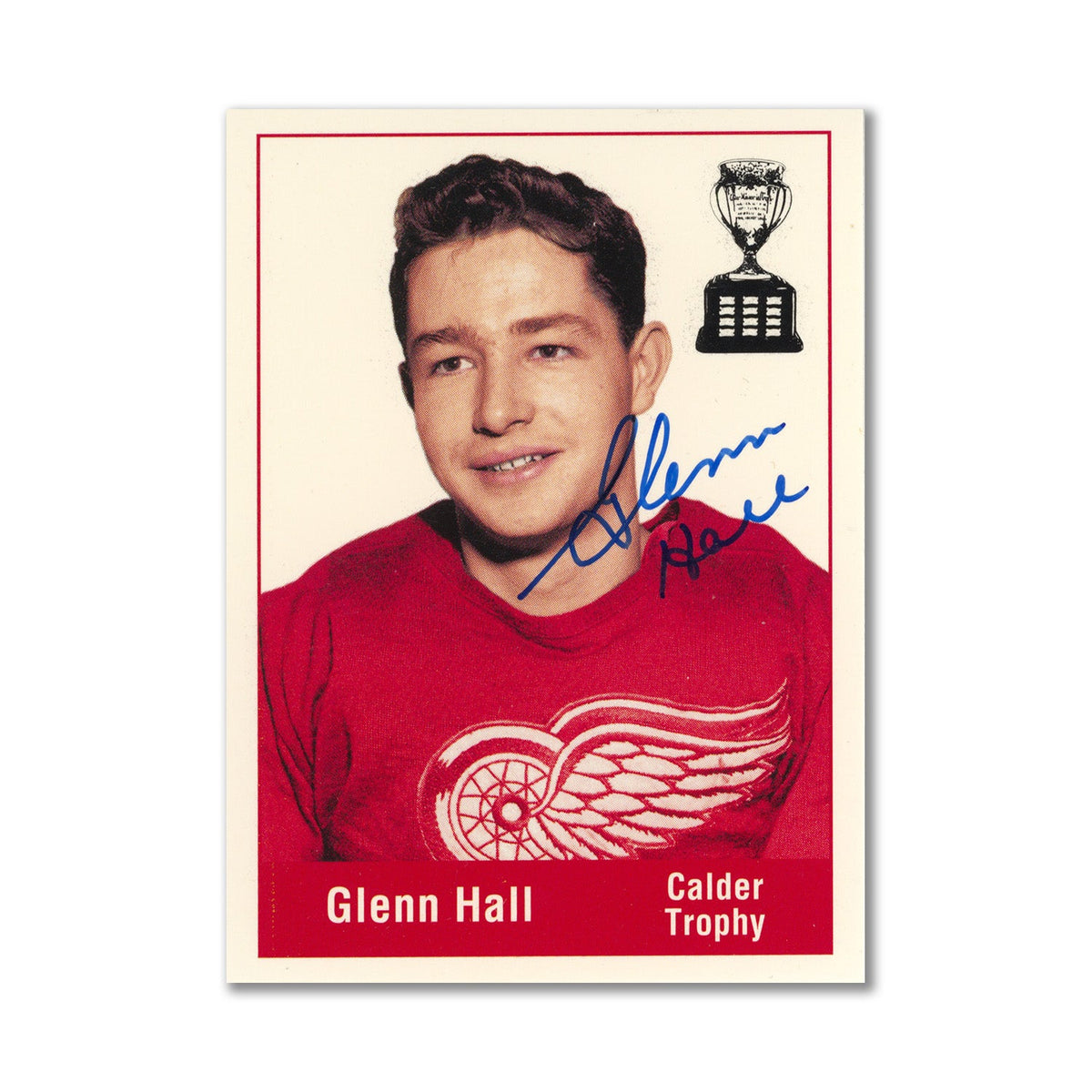 Autographed 1994 Parkhurst Missing Link #152 Glenn Hall Trophy Card product image 1, provided for visual reference and
