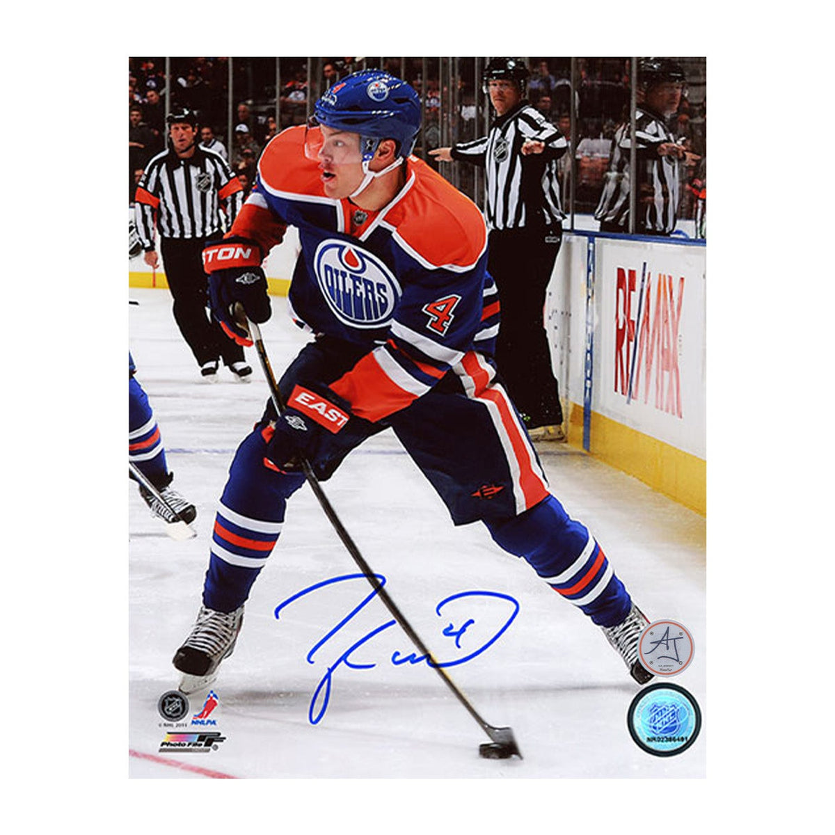 Taylor Hall Signed Edmonton Oilers Game Action 8x10 Photo product image 1, provided for visual reference and product detail