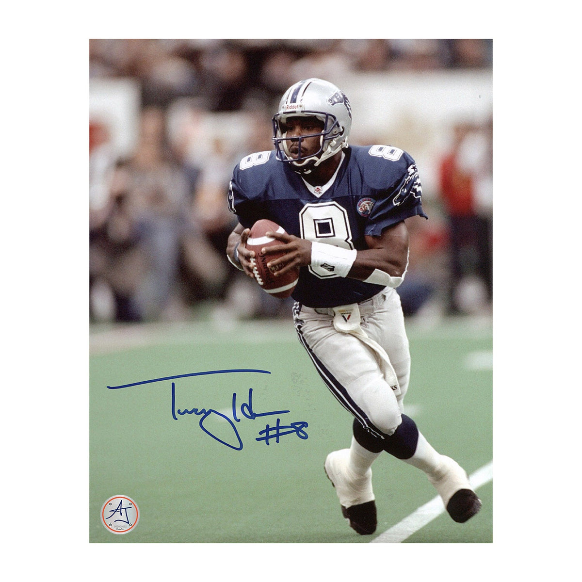 Tracy Ham Autographed Baltimore Stallions Quarterback 8x10 Photo product image 1, provided for visual reference and product