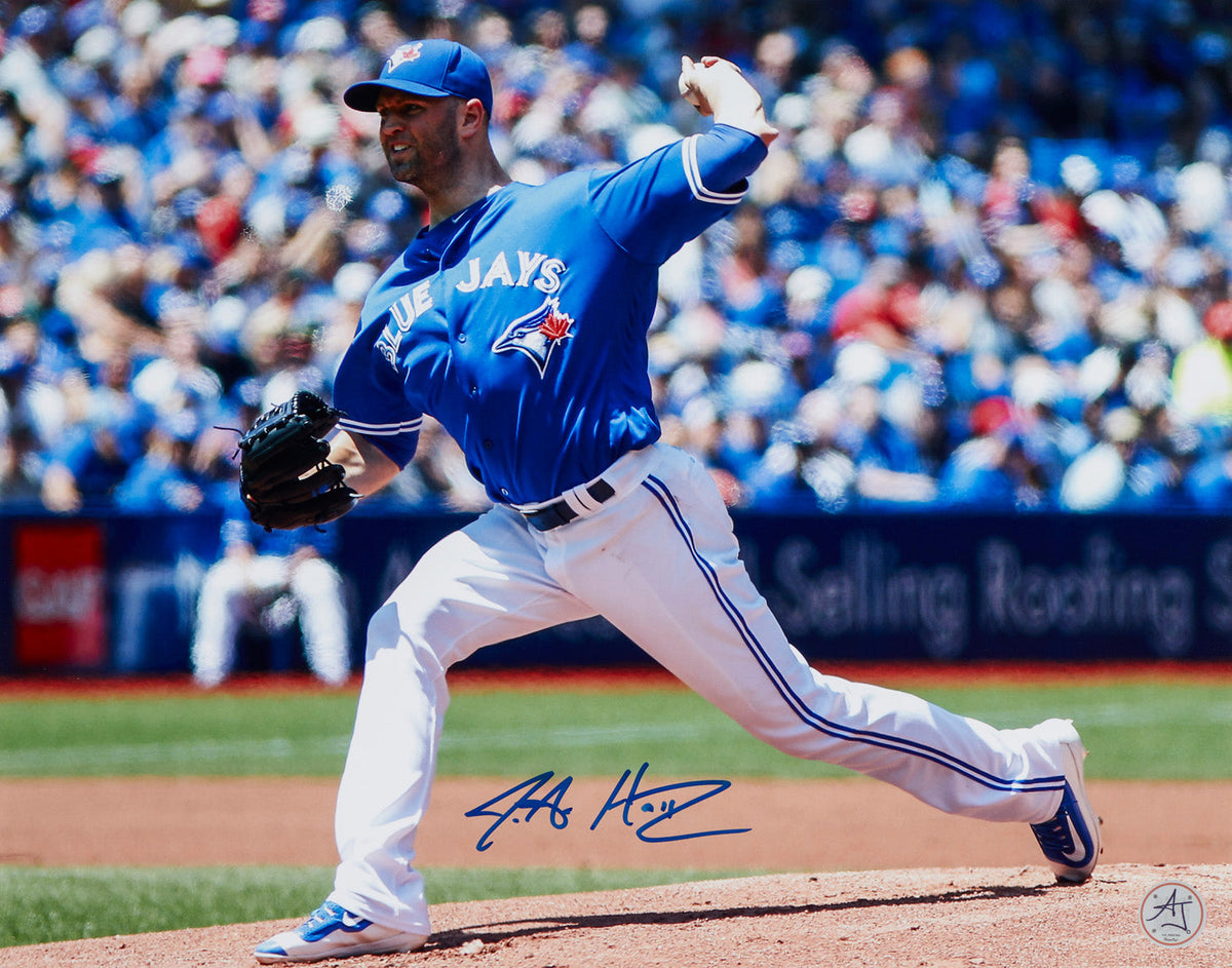 JA Happ Signed Toronto Blue Jays Baseball 11x14 Photo product image 1, provided for visual reference and product detail