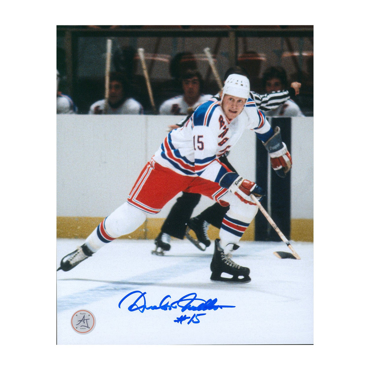 Anders Hedberg Autographed New York Rangers Game Action 8x10 Photo product image 1, provided for visual reference and