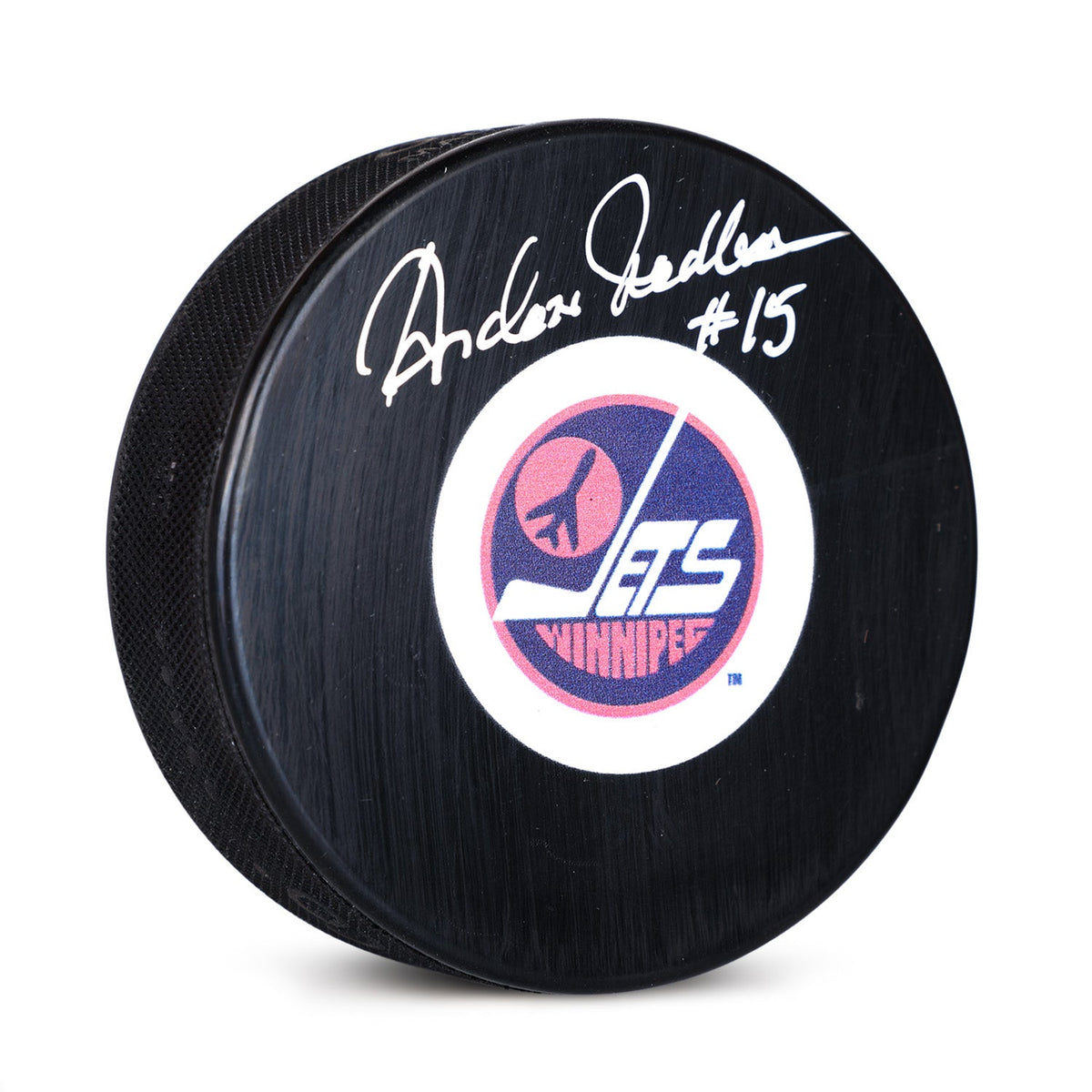 Anders Hedberg Autographed Winnipeg Jets Hockey Puck product image 1, provided for visual reference and product detail review