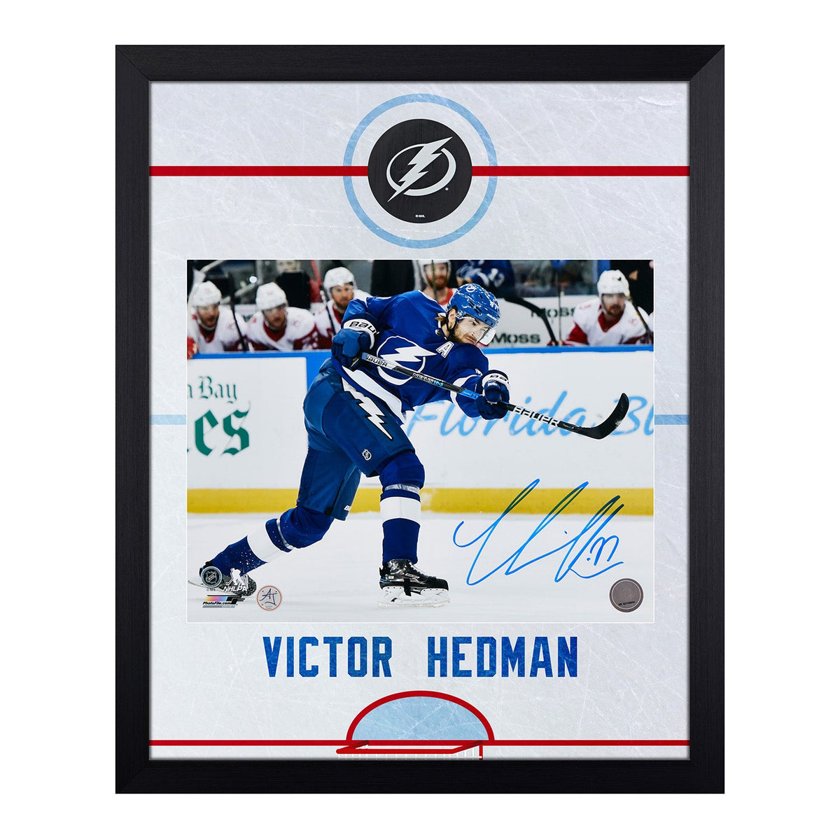 Victor Hedman Signed Tampa Bay Lightning Graphic Rink 19x23 Frame product image 1, provided for visual reference and product