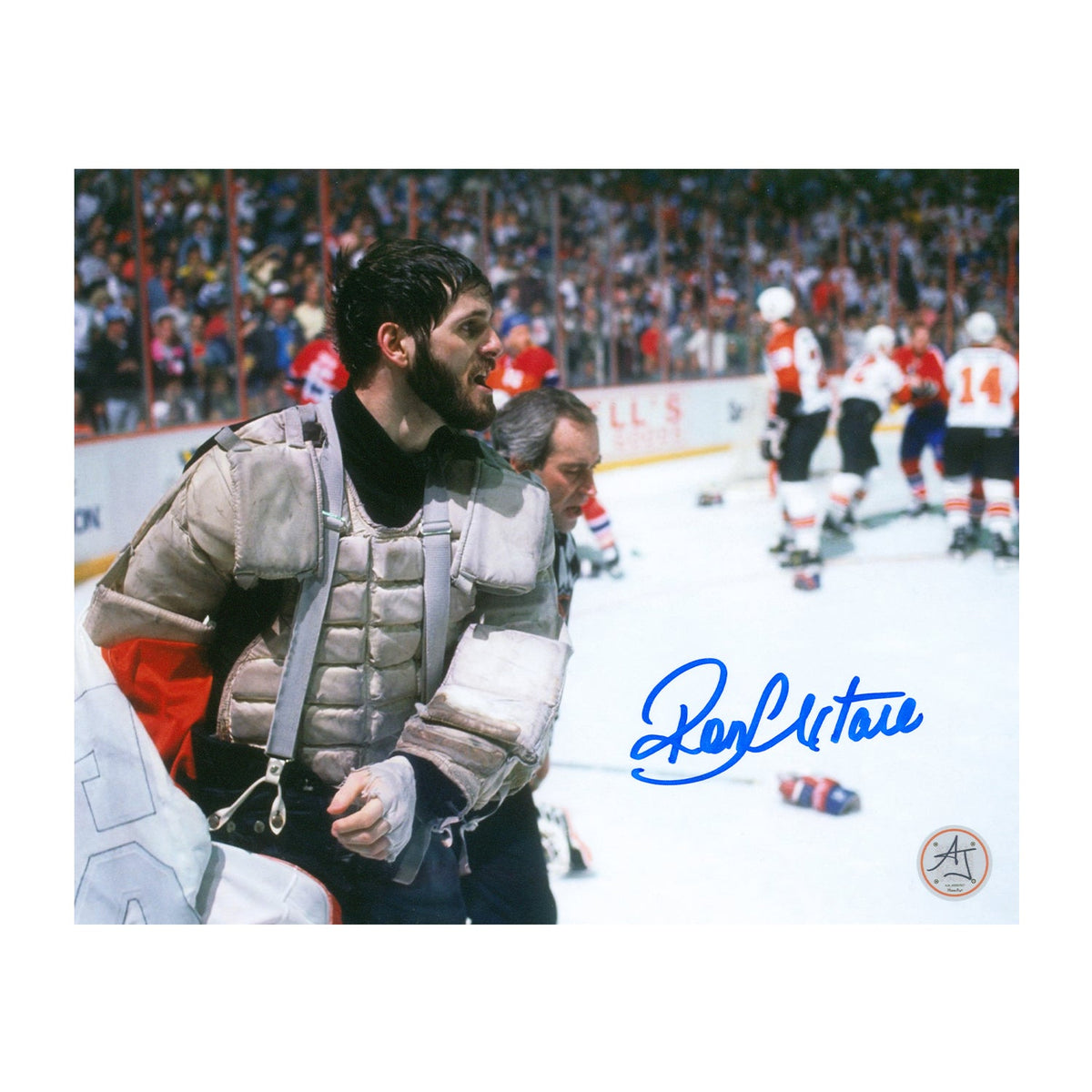 Ron Hextall Signed Philadelphia Flyers Chelios Fight 8x10 Photo product image 1, provided for visual reference and product