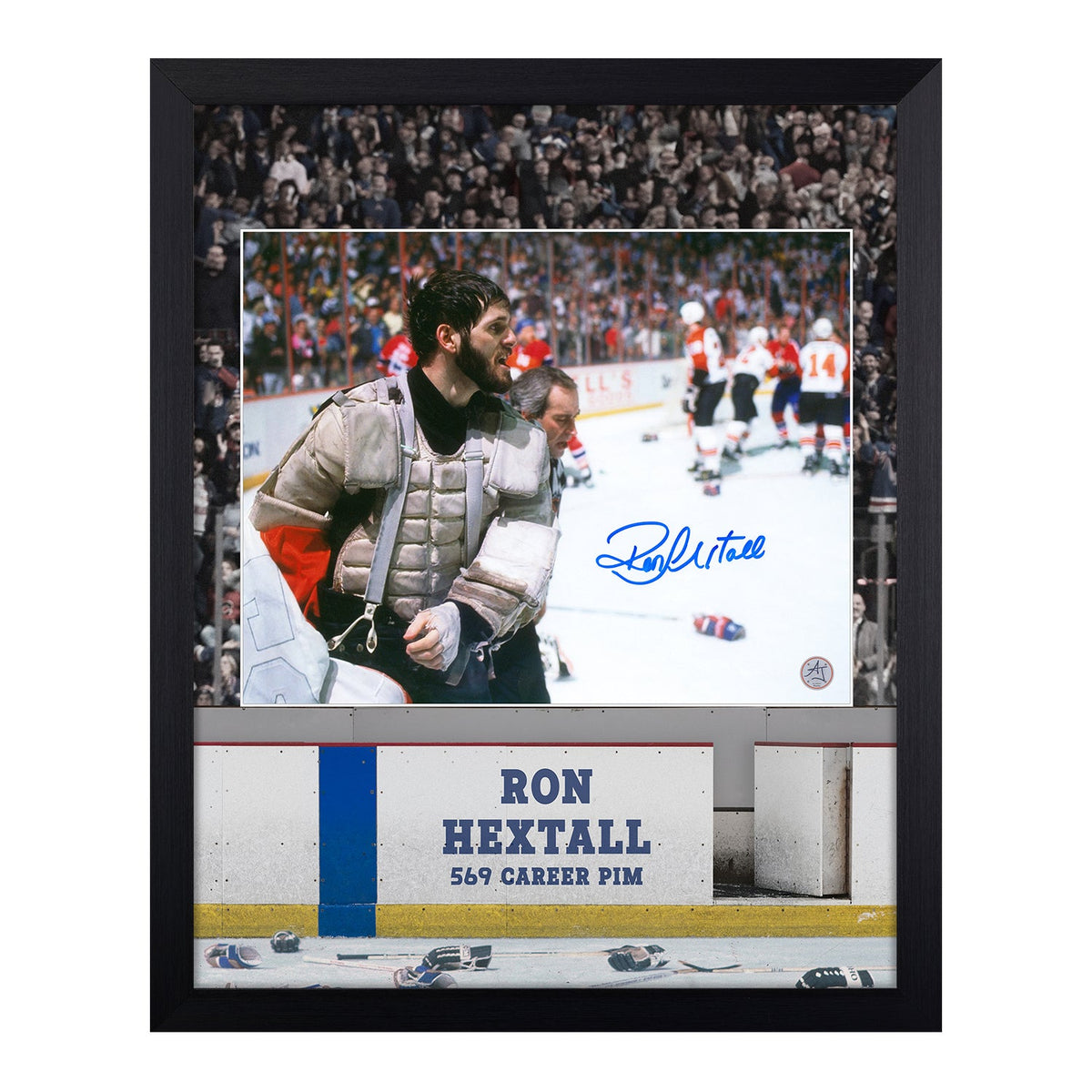 Ron Hextall Autographed Philadelphia Flyers Hockey Warrior 19x23 Frame product image 1, provided for visual reference and