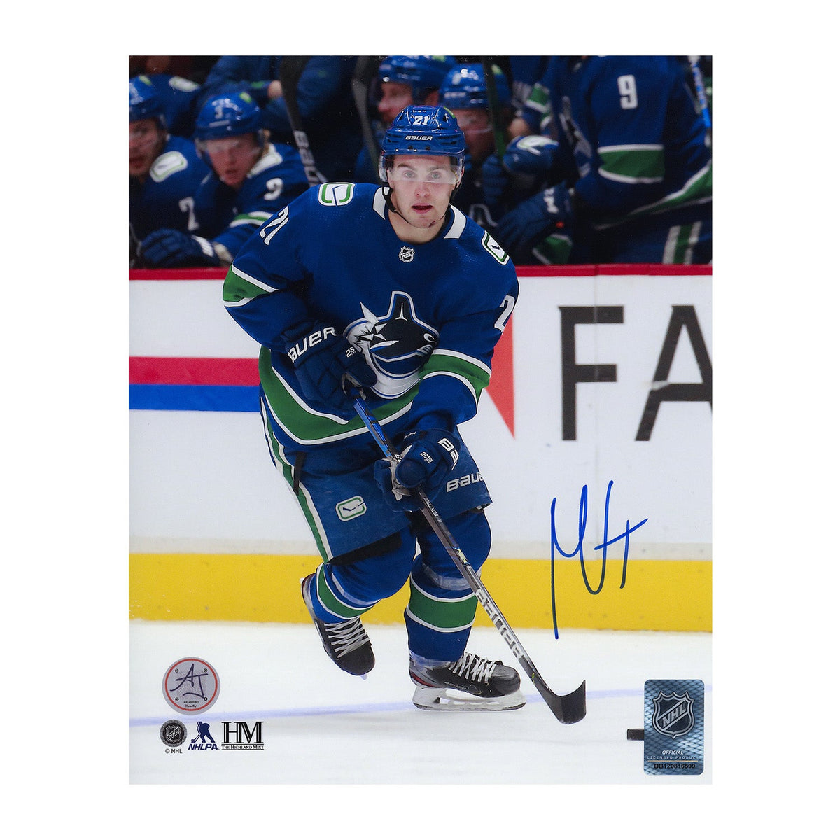 Nils Hoglander Signed Vancouver Canucks Game Action 8x10 Photo product image 1, provided for visual reference and product