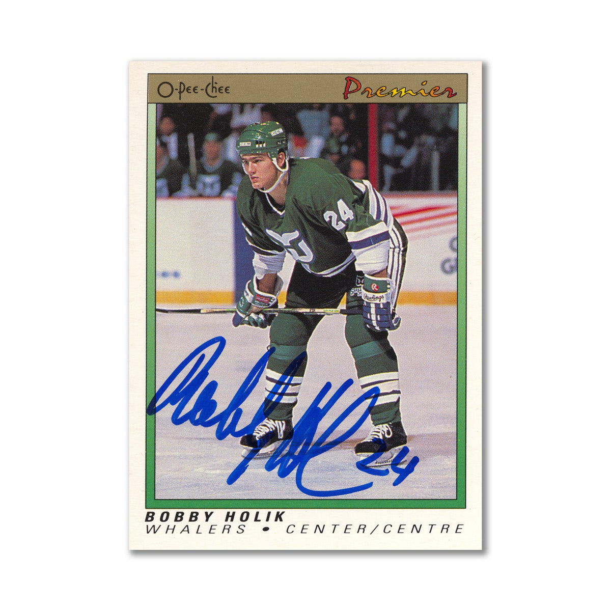 Autographed 1990-91 OPC Premier #43 Bobby Holik Rookie Card product image 1, provided for visual reference and product