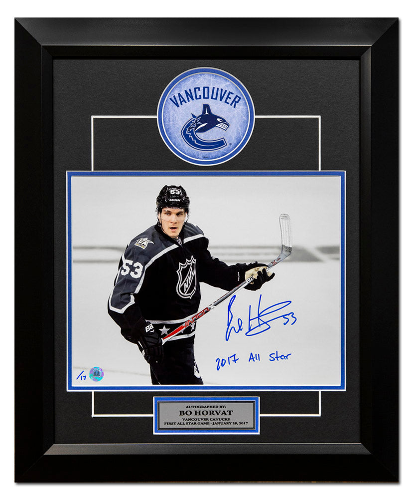 Bo Horvat 2017 All-Star Game Signed with 2017 All-Star Note 20x24 Frame #/17 product image 1, provided for visual reference