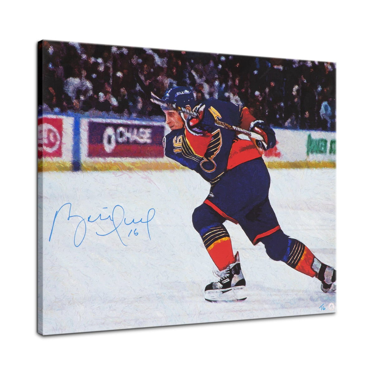 Brett Hull Signed St Louis Hockey Slapshot 26x32 Art Canvas #/16 product image 1, provided for visual reference and product