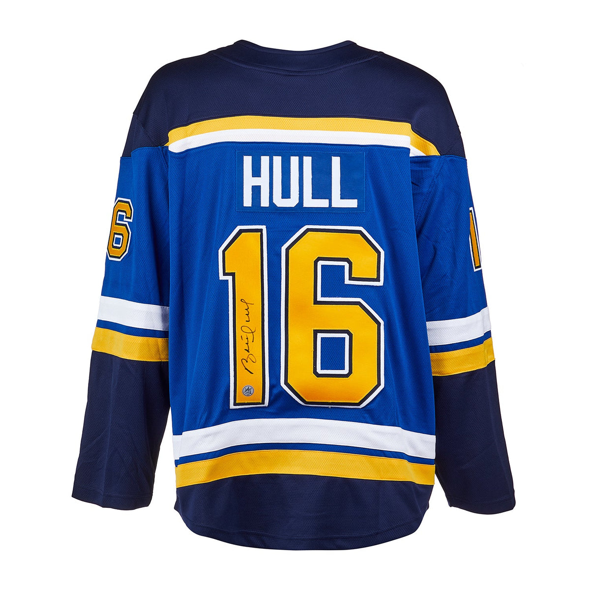 Brett Hull Autographed St Louis Blues Fanatics Breakaway Jersey product image 1, provided for visual reference and product
