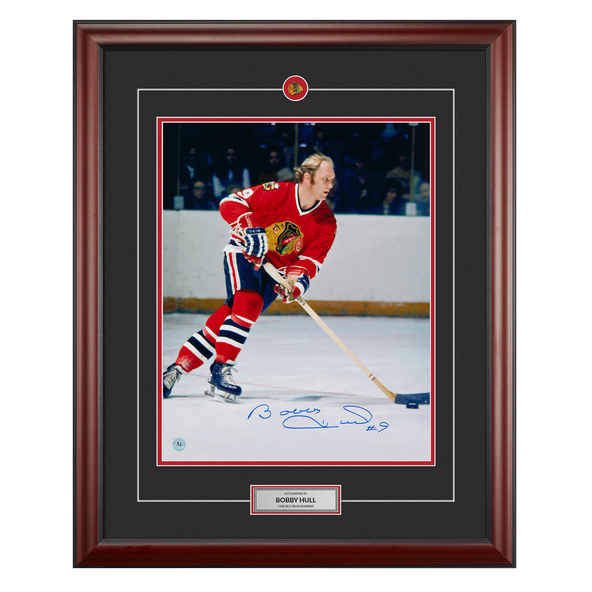 Bobby Hull Chicago Blackhawks Autographed Hockey 26x32 Frame product image 1, provided for visual reference and product