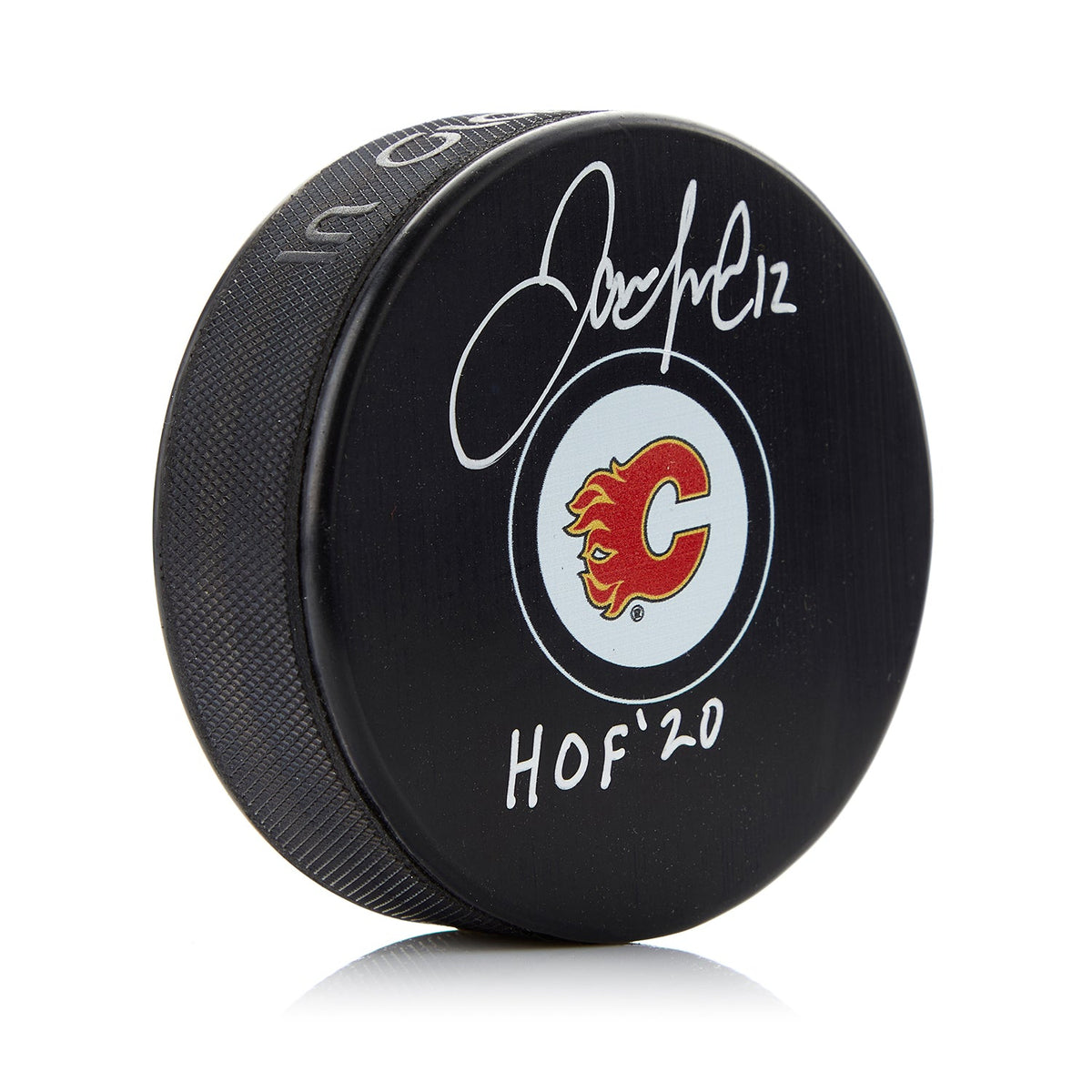 Jarome Iginla Signed Calgary Flames Hockey Puck with HOF Note product image 1, provided for visual reference and product