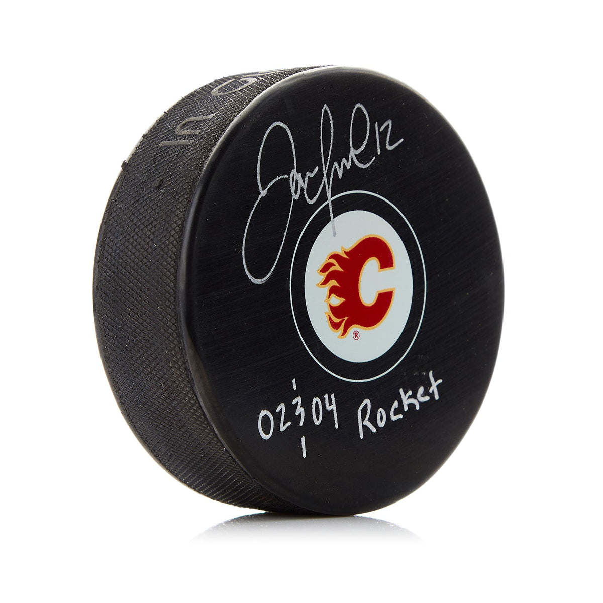 Jarome Iginla Signed Calgary Flames Puck with Rocket Note product image 1, provided for visual reference and product detail