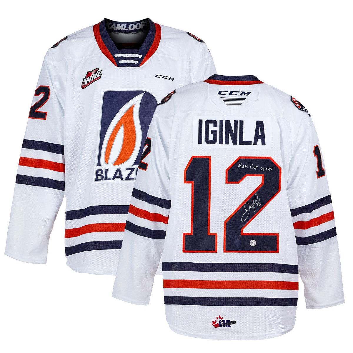 Jarome Iginla Signed Kamloops Blazers CCM CHL Hockey Jersey with Mem Cups Note product image 3, provided for visual