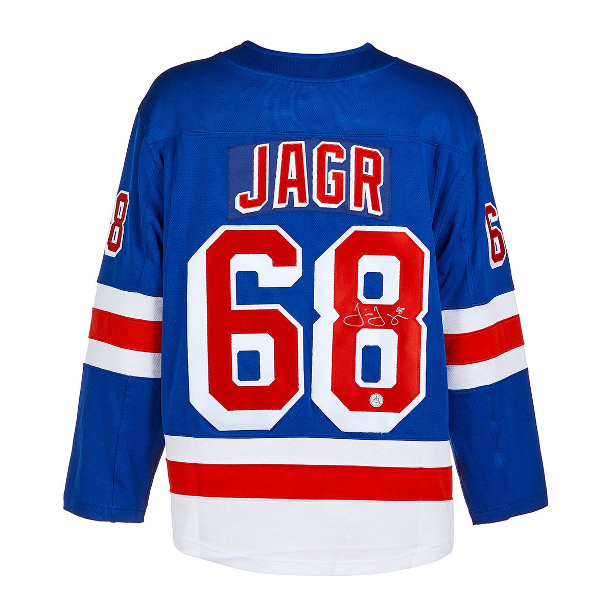 Jaromir Jagr Autographed New York Rangers Fanatics Breakaway Jersey product image 1, provided for visual reference and