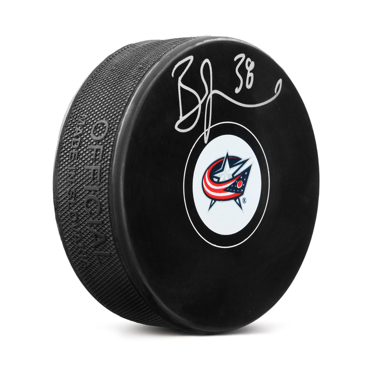 Boone Jenner Autographed Columbus Blue Jackets Hockey Puck product image 1, provided for visual reference and product detail